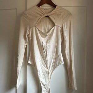 NWOT Reformation Ivory Twist-Front Rylen Bodysuit XS